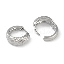 女性のための真鍮のフープピアス  ツイストクロワッサン  プラチナメッキ  12x5mm&nbsp;EJEW-L292-002P