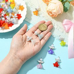 80個8色のアクリル＆合金ペンダント  天使  鉄パーツ  ミックスカラー  35mm  穴：2.8mm  10個/カラー&nbsp;PALLOY-CJ00170