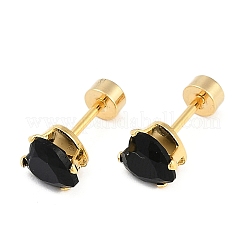 Heart Glass Ear Fake Plugs&nbsp;EJEW-H105-25G-E