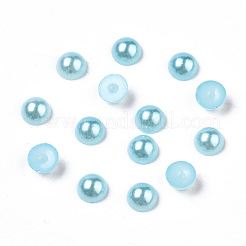 10000個入りabsプラスチック製のパール調カボション  半円  淡いターコイズ  4x2mm&nbsp;SACR-S738-4mm-Z19