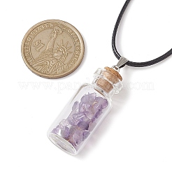 Glass Wish Bottle Pendant Necklace&nbsp;NJEW-JN04609-03