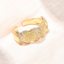 Brass Micro Pave Cubic Zirconia Cuff Open Rings&nbsp;CU-CBAB3AD-17G