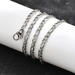 変色しにくい304ステンレススチール製フィガロチェーンネックレス  ステンレス鋼色  17.91インチ（45.5cm）  3mm&nbsp;STAS-K168-03P