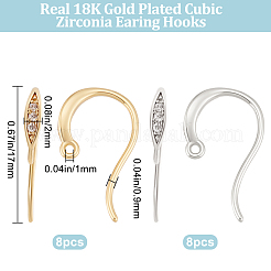 8 Pairs 2 Colors Brass Earring Hooks&nbsp;KK-BBC0008-12