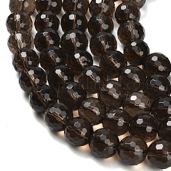 天然石スモーキークォーツビーズ連売り  多面カット  ラウンド  10mm  穴：1mm  約38~39個/連  15.16''（38.5センチメートル）&nbsp;G-C280-B09-10mm