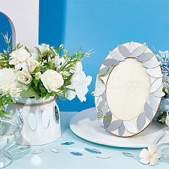 200個 2スタイル 鏡面モザイクタイル ガラスカボション  家の装飾やdiyの工芸品  馬の目  銀  24~34x11~14.5x1mm  100個/スタイル&nbsp;DIY-OC0012-43