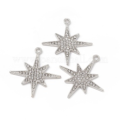 合金クリスタルラインストーンペンダント  スターのチャーム  プラチナ  31x28x1.5mm  穴：1.8mm&nbsp;FIND-C019-22P