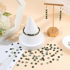 2連売り天然アフリカンターコイズ（ジャスパー）ビーズ連売り  2穴  長方形  5.5~6x5x2.5mm  穴：0.9mm  約69~70個/連  15.12~15.2インチ（38.4~38.6cm）&nbsp;G-PA0001-72