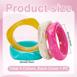 4Pcs 4 Colors Resin Bangles&nbsp;BJEW-UN0001-73