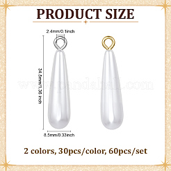60Pcs 2 Colors ABS Plastic Imitation Pearl Pendants&nbsp;FIND-PH0028-40