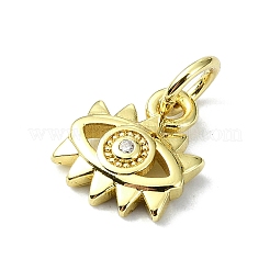 Eye Theme Brass Micro Pave Cubic Zirconia Charms&nbsp;KK-H475-58G-05