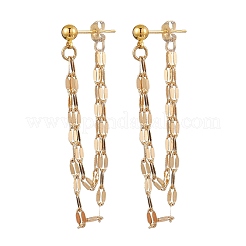 304 Stainless Steel & Brass Tassels Stud Earrings&nbsp;EJEW-JE06157