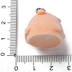 フロッキー動物樹脂ペンダント  プラチナ鉄ループ付き  鹿  22.5x20x21.5mm  穴：2.5mm&nbsp;FIND-S001-05G