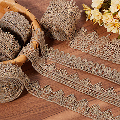 5ヤードのポリエステル刺繍レーストリムリボン  ウェーブの縁取りレーストリム  洋服アクセサリー  バリーウッド  1-1/4インチ（33mm）&nbsp;OCOR-CY0001-23D