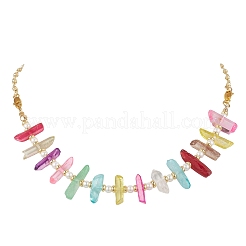 2 In 1 Dyed Natural Quartz Crystal Nuggets & Shell Pearl Beaded Necklaces&nbsp;NJEW-JN06279