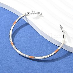 女性のための真鍮のオープンカフバングル  エナメル  長持ちメッキ  ダークオレンジ  内径：2-1/8x2-1/8インチ（5.3x5.5cm）&nbsp;BJEW-G736-12P-02