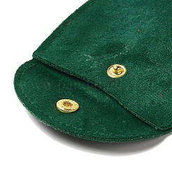 ベルベットのジュエリー収納ポーチ  ゴールドトーンのスナップボタンが付いた楕円形のジュエリーバッグ  ピアス用  リング収納  グリーン  9.8x9x0.8cm&nbsp;ABAG-C003-01B-05