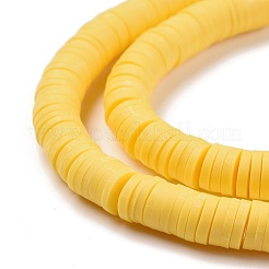 手作り樹脂粘土ビーズ連売り  ジュエリー工芸用品のDIY用  ヒシビーズ  ディスク/フラットラウンド  きいろ  6x0.5~1mm  穴：1.8mm  約290~320個/連  15.75インチ〜16.14インチ（40~41cm）&nbsp;CLAY-R089-6mm-Q035