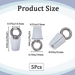 シリコン逆流防止水床プラグ  ステンレスハンドル付き  コーン  ホワイト  47.5x23x20.5mm  穴：14mm  5個/セット&nbsp;FIND-GF0007-05C
