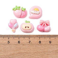 不透明樹脂とグリッターパウダーのカボション  リンゴ／サクランボ／イチゴ／熱気球／雲  ミックスカラー  12~15x9.5~13.5x5.5~6.5mm&nbsp;FIND-E058-04
