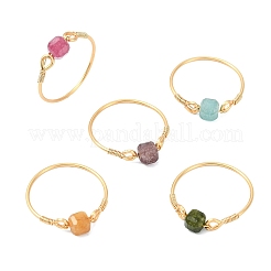 Natural Multicolor Tourmaline Beads Finger Rings&nbsp;RJEW-JR01042