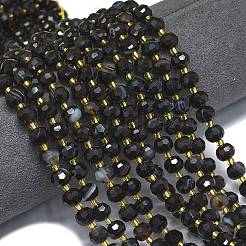 Natural Dyed & Heated Banded Black Agate Beads Strands&nbsp;G-K389-E51-01