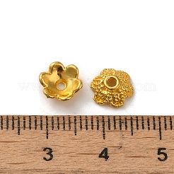 合金ビーズキャップ  鉛フリー＆カドミウムフリー  マルチ花弁花  ゴールドカラー  8x3mm  穴：1.3mm&nbsp;FIND-G074-01L