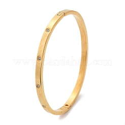 女性用304ステンレススチールラインストーンバングル  イオンプレーティング（ip）  18KGP本金メッキ  内径：2x2-3/8インチ（5.1x60cm）&nbsp;X-BJEW-Z092-05G