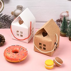 ハンドルロープと窓付き40色紙箱2個  結婚式のキャンディーボックス用  家の形  ミックスカラー  8x8x7.5cm  20個/色&nbsp;CON-CJ0001-25