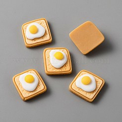 オペーク樹脂カボション  模造食品  パン  ダークオレンジ  卵模様  19x18.5x8.5mm&nbsp;CRES-WH0010-035H