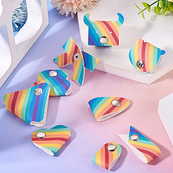 9Pcs 9 Styles Rainbow Color PU Leather Cable Keepers&nbsp;AJEW-TA0002-35