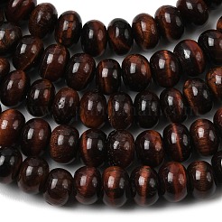 天然のレッドタイガーアイビーズ連売り  ロンデル  染め  6.5~7x4~4.5mm  穴：0.8mm  約89個/連  15.35''（39センチメートル）&nbsp;G-A280-A05-01