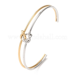 Duo Tone 304 Stainless Steel Knot Open Cuff Bangles for Women&nbsp;SA-CBA2192-05GP-04