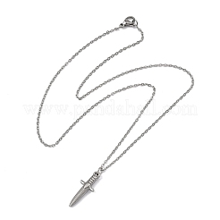 短剣型304ステンレススチール製ペンダントアズキチェーンネックレス（男性用）  変色なし  ステンレス鋼色  17.72インチ（45cm）&nbsp;NJEW-JN06204