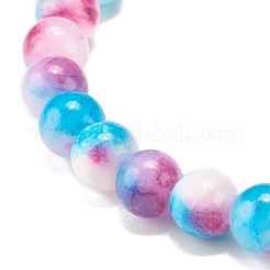 Natural White Jade Round Beaded Stretch Bracelet&nbsp;BJEW-JB07968