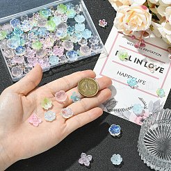 ガラスビーズキャップ 7種類 100個  あじさいの花  ミックスカラー  10~17x10~17x3.5~6mm  穴：1.2~1.5mm&nbsp;GLAA-YW0005-98