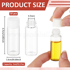 円柱型ガラス詰め替えボトル  精油ボトル  ホワイト  4.7x1.6cm  容量：5ml（0.17fl.oz）&nbsp;DIY-WH0750-408A