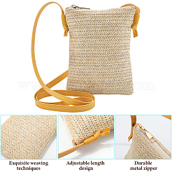 ストロージッパークロスボディバッグ  アウトドアスポーツバッグ  長方形  モカシン  810mm  バッグ：205x155x6mm&nbsp;AJEW-WH20019-41