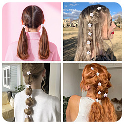 プラスチック製女の子用ヘアアクセサリー10個  ポニーテールホルダー  弾性繊維髪ゴム  スター  内径：12.5mm&nbsp;OHAR-TAC0011-001B