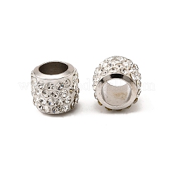 Rondelle真鍮ラインストーンビーズ  大穴ビーズ  カドミウムフリー＆鉛フリー  プラチナ  クリスタル  8.5x7.5mm  穴：4.8mm&nbsp;CPDL-I003-01