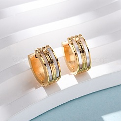 304ステンレススチールフープピアス  316ステンレス鋼と白いシェル  イオンプレーティング（ip）  18KGP本金メッキ  13x5mm&nbsp;EJEW-D331-14G