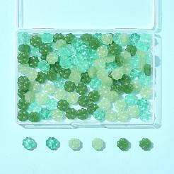 120 個 3 スタイル透明スプレー塗装ガラスビーズ  模造ヒスイビーズ  クローバー  ミックスカラー  10x10x5mm  穴：1mm  40個/スタイル&nbsp;GLAA-FS0002-46
