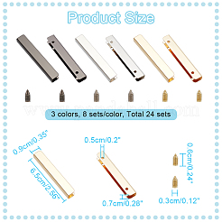 24 Sets 3 Colors Zinc Alloy Bag Decorative Edge Buckles&nbsp;FIND-WR0006-52