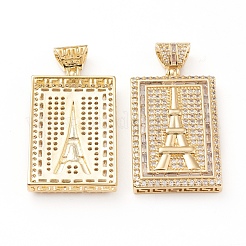 Brass Micro Pave Clear Cubic Zirconia Pendants&nbsp;ZIRC-L093-40G