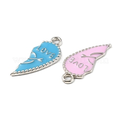 CCBプラスチックエナメルペンダント  プラチナ  愛のチャームという言葉で傷ついた心  ミックスカラー  34x15x2mm  穴：2.5mm&nbsp;CCB-K009-09P