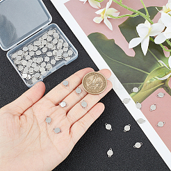 304ステンレススチールコネクタチャーム100個  フラットラウンドいリンク  ステンレス鋼色  6x9.5x0.8mm  穴：1mm&nbsp;STAS-UN0053-21