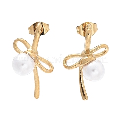 Bowknot 304 Stainless Steel Stud Earrings&nbsp;EJEW-C142-07G