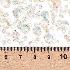 電気メッキ透明フラットバックレジンラインストーンカボション  丸い水晶の宝石  ABカラー  多面カット  淡黄色  1.8~6x0.5~2.3mm&nbsp;RESI-XCP0002-44F