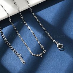変色しない304ステンレススチール製ダップチェーンネックレス、男性用、女性用  ステンレス鋼色  15.51インチ（39.4cm）&nbsp;NJEW-E076-02P
