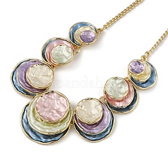 Summer Beach Alloy Colorful Enamel Multi Layer Flat Round Bib Necklaces&nbsp;NJEW-B113-04